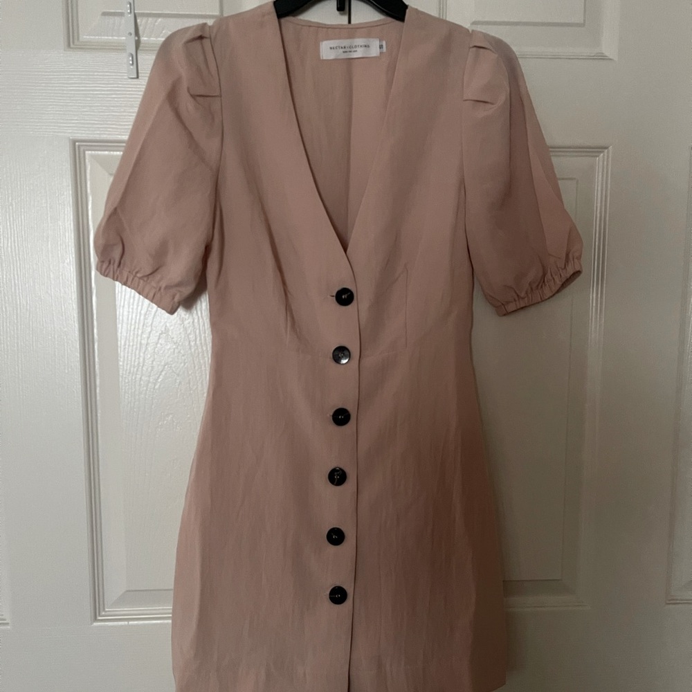 Dusty Pink Retro Fit Mini Button Down Dress